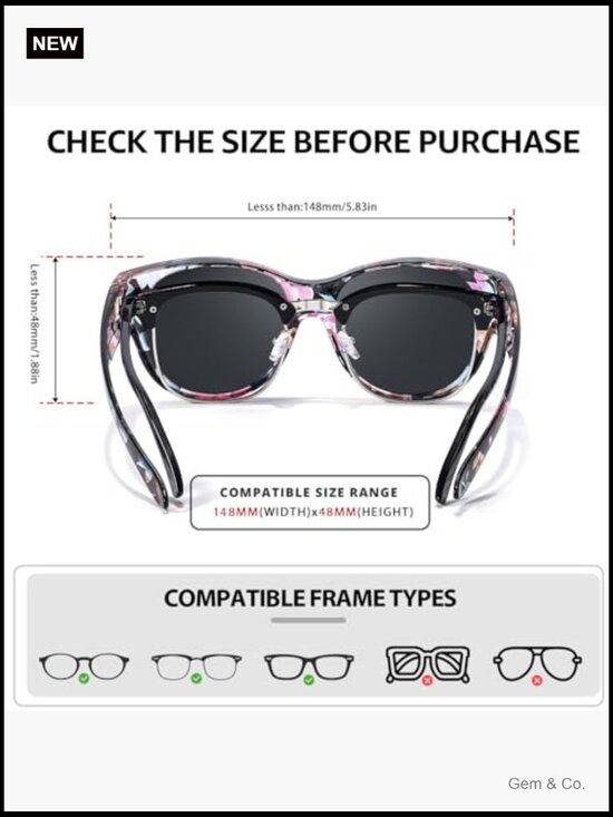 Fit Over Glasses Polarized Sunglasses for Women UV400 Protection 2 Pack main image 4